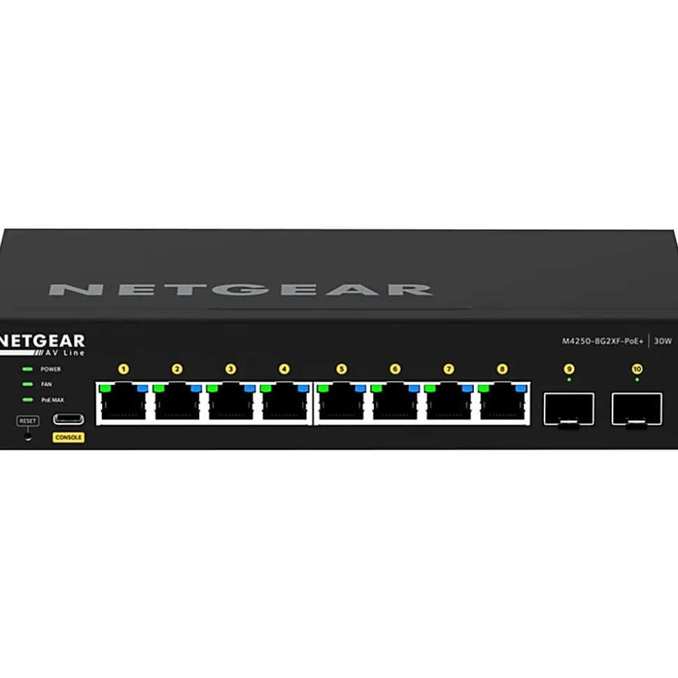 Netgear AV Line M4250 GSM4210PX Ethernet Switch - 8 Ports - Manageable - 10 Gigabit Ethernet - 10GBas - GSM4210PX100NAS