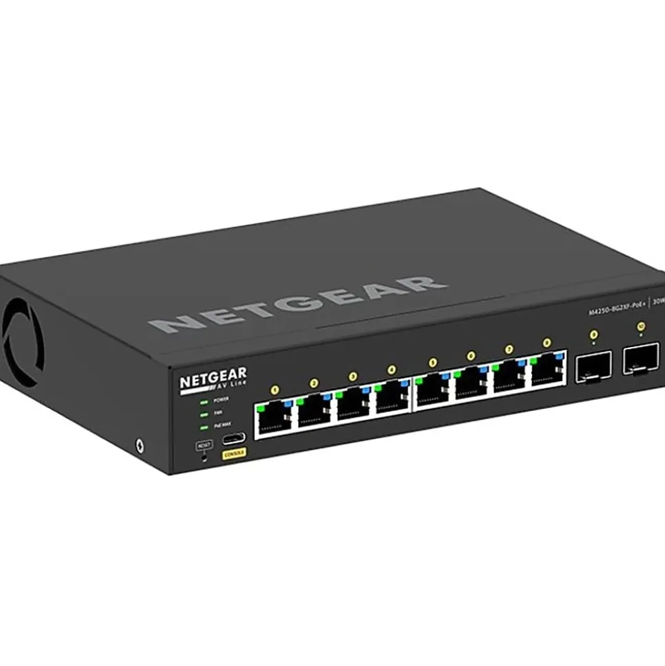 Netgear AV Line M4250 GSM4210PX Ethernet Switch - 8 Ports - Manageable - 10 Gigabit Ethernet - 10GBas - GSM4210PX100NAS