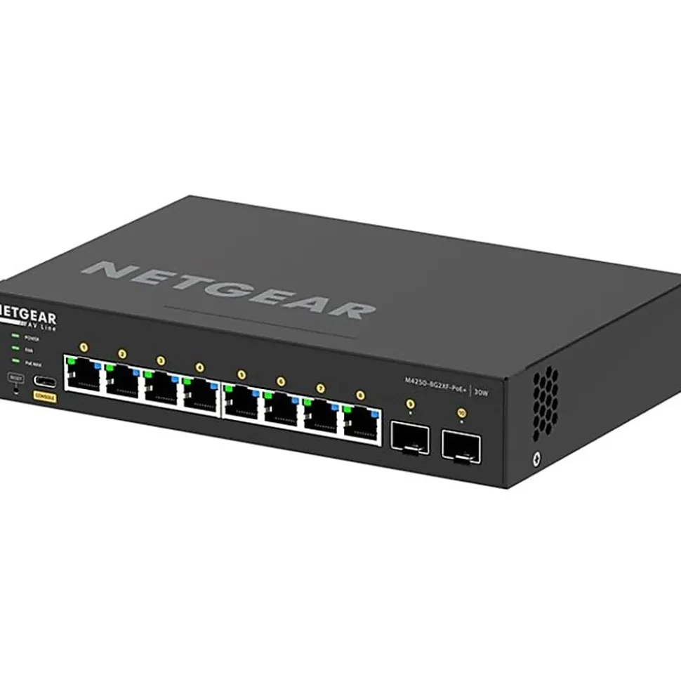 Netgear AV Line M4250 GSM4210PX Ethernet Switch - 8 Ports - Manageable - 10 Gigabit Ethernet - 10GBas - GSM4210PX100NAS