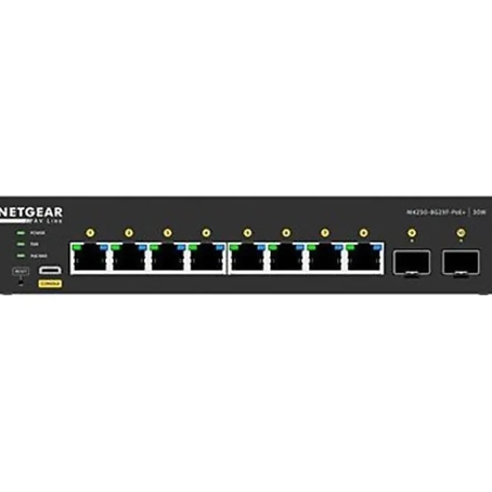 Netgear AV Line M4250 GSM4210PX Ethernet Switch - 8 Ports - Manageable - 10 Gigabit Ethernet - 10GBas - GSM4210PX100NAS