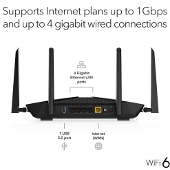 Netgear® Nighthawk AX6 Wireless Wi-Fi 6 Stream Router, RAX50-100NAS