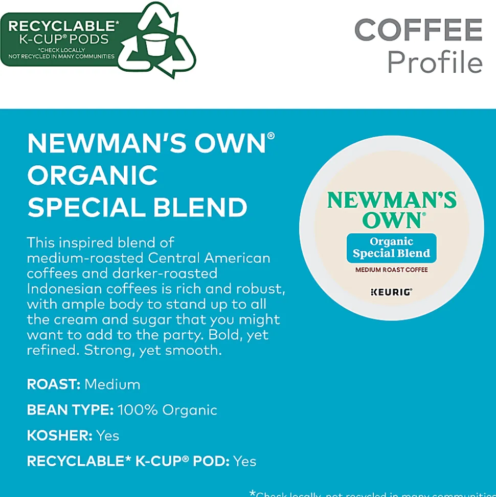 Newman's Own® Organics Single-Serve Coffee K-Cup® Pods, Special Blend, Carton Of 24
