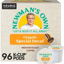 Newman's Own Organics Special Blend Decaf Coffee Keurig Single-Serve K-Cup Pods, Medium Roast, 24 Pods Per Pack, Case Of 4 Packs