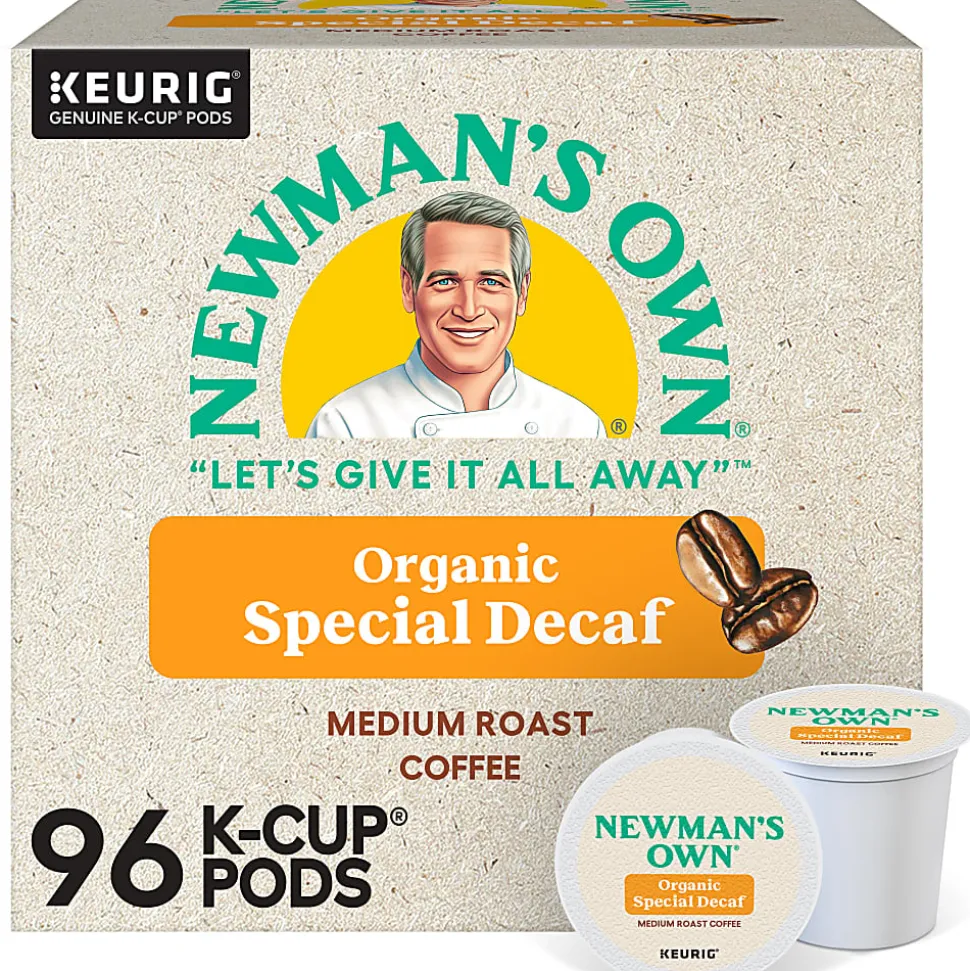 Newman's Own Organics Special Blend Decaf Coffee Keurig Single-Serve K-Cup Pods, Medium Roast, 24 Pods Per Pack, Case Of 4 Packs