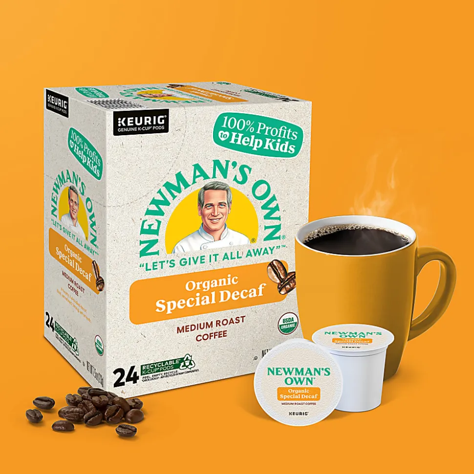 Newman's Own Organics Special Blend Decaf Coffee Keurig Single-Serve K-Cup Pods, Medium Roast, 24 Pods Per Pack, Case Of 4 Packs