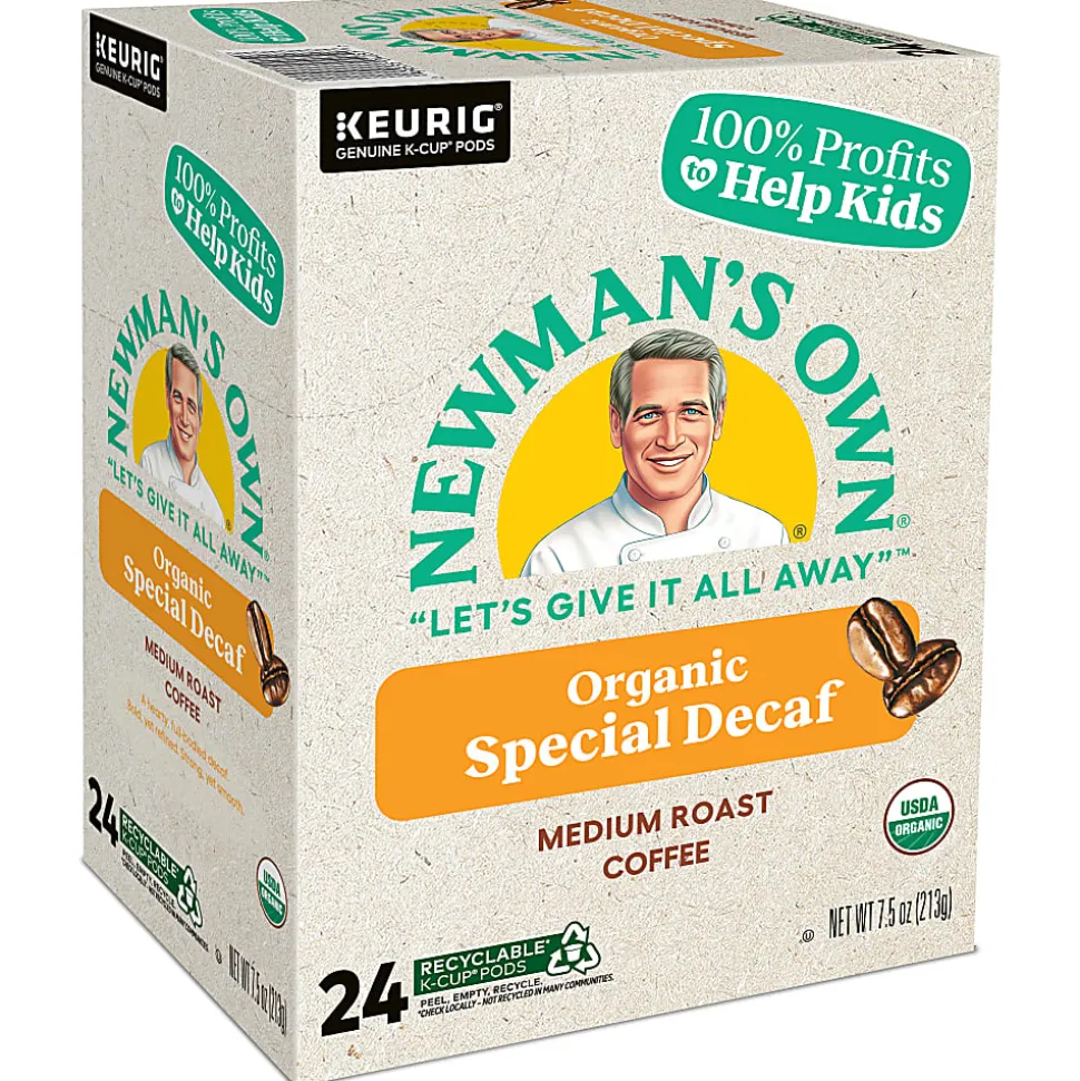 Newman's Own Organics Special Blend Decaf Coffee Keurig Single-Serve K-Cup Pods, Medium Roast, 24 Pods Per Pack, Case Of 4 Packs