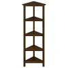 New Ridge Home Goods 60"H 5-Shelf Corner Bookcase, Walnut