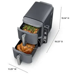 Ninja DoubleStack XL Smart 2-Basket Air Fryer, 15-3/16”H x 19-1/4”W x 11-1/4”D, Deep Gray, Total Qty 1