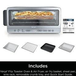 Ninja Flip Toaster Oven And Air Fryer, 0.55 Cu. Ft., Silver, Total Qty 1