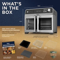 Ninja French Door Premier 10-in-1 Air Fryer, Convection Oven And Toaster, Silver, Total Qty 1