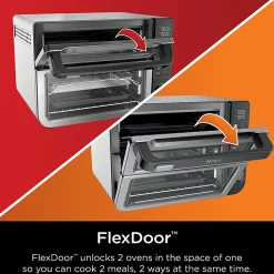 Ninja 12-in-1 Double Oven With FlexDoor, 0.55 Cu. Ft., Silver/Black, Total Qty 1