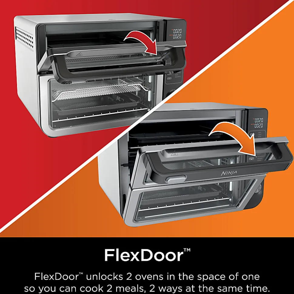 Ninja 12-in-1 Double Oven With FlexDoor, 0.55 Cu. Ft., Silver/Black, Total Qty 1