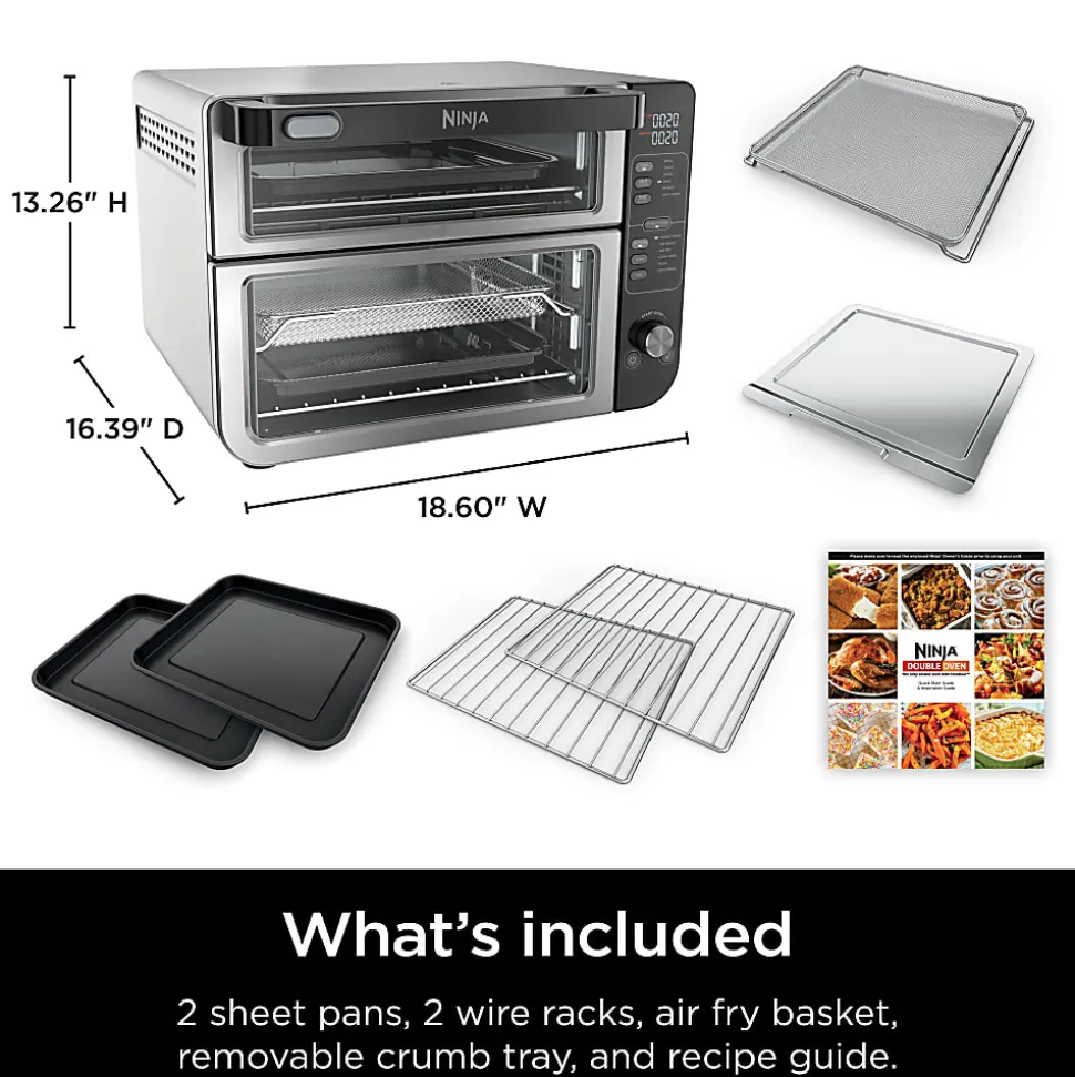 Ninja 12-in-1 Double Oven With FlexDoor, 0.55 Cu. Ft., Silver/Black, Total Qty 1