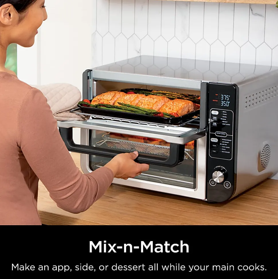 Ninja 12-in-1 Double Oven With FlexDoor, 0.55 Cu. Ft., Silver/Black, Total Qty 1