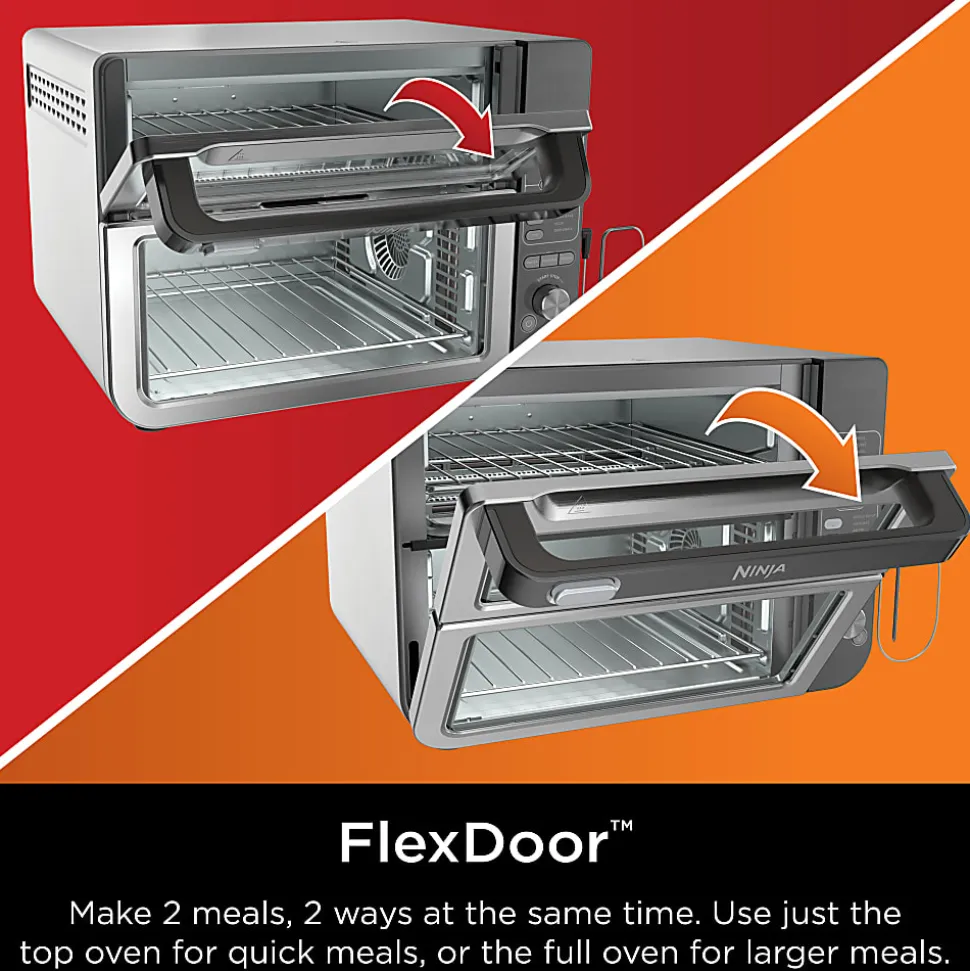 Ninja 12-in-1 Smart Double Oven With FlexDoor, 0.55 Cu. Ft., Silver/Black, Total Qty 1