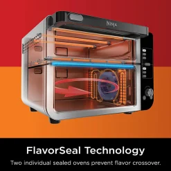 Ninja 12-in-1 Smart Double Oven With FlexDoor, 0.55 Cu. Ft., Silver/Black, Total Qty 1