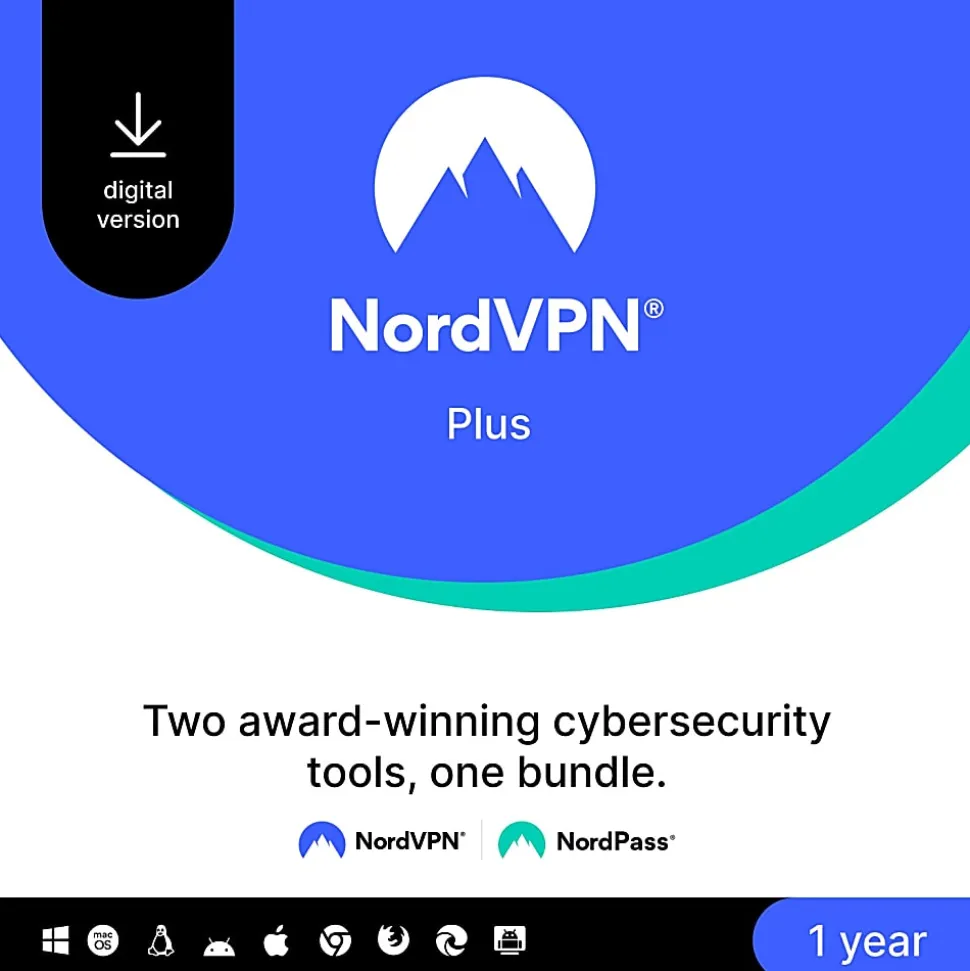 NORDVPN Plus, 10 Devices, 1 Year Subscription, Windows/MacOS/iOS/Android/Linux , Download