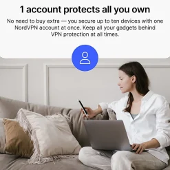NordVPN Standard VPN Service, 2024, for 10 Devices, 1 Year Subscription, Windows, Mac, Download