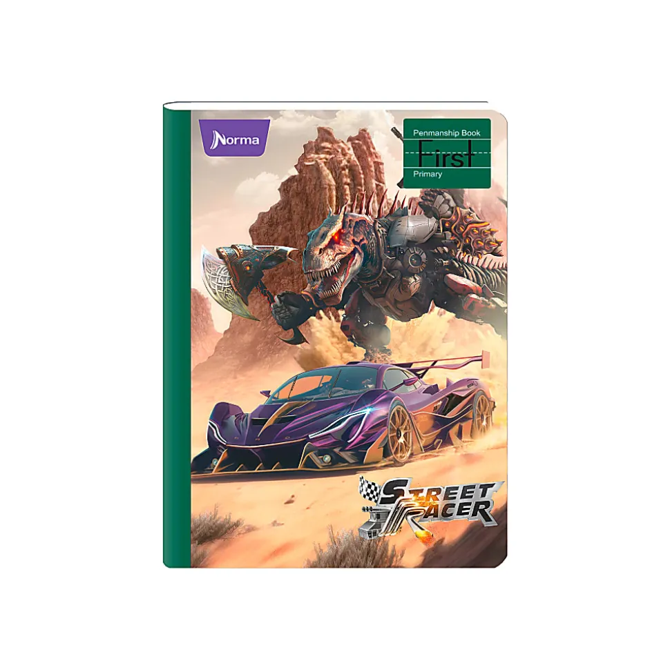 Norma Kiut Composition Notebook, 10-1/2" x 7-1/2", 1 Subject, College Ruled, 200 Sheets, Street Racer, 551505