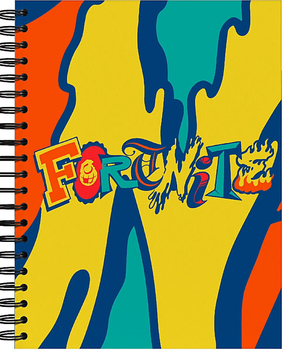 Norma Large Spiral Composition Notebook, 11" x 8-1/2", 10-Subject, College Rule, 200 Sheets, Fortnite