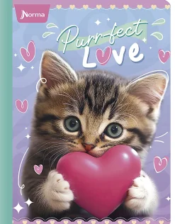 Norma Notebook, College Rule, 7-1/2" x 9-3/4”, 100 Sheets, Cats, Total Qty 1
