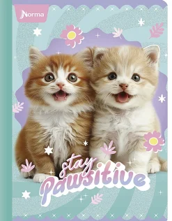 Norma Notebook, College Rule, 7-1/2" x 9-3/4”, 100 Sheets, Cats, Total Qty 1