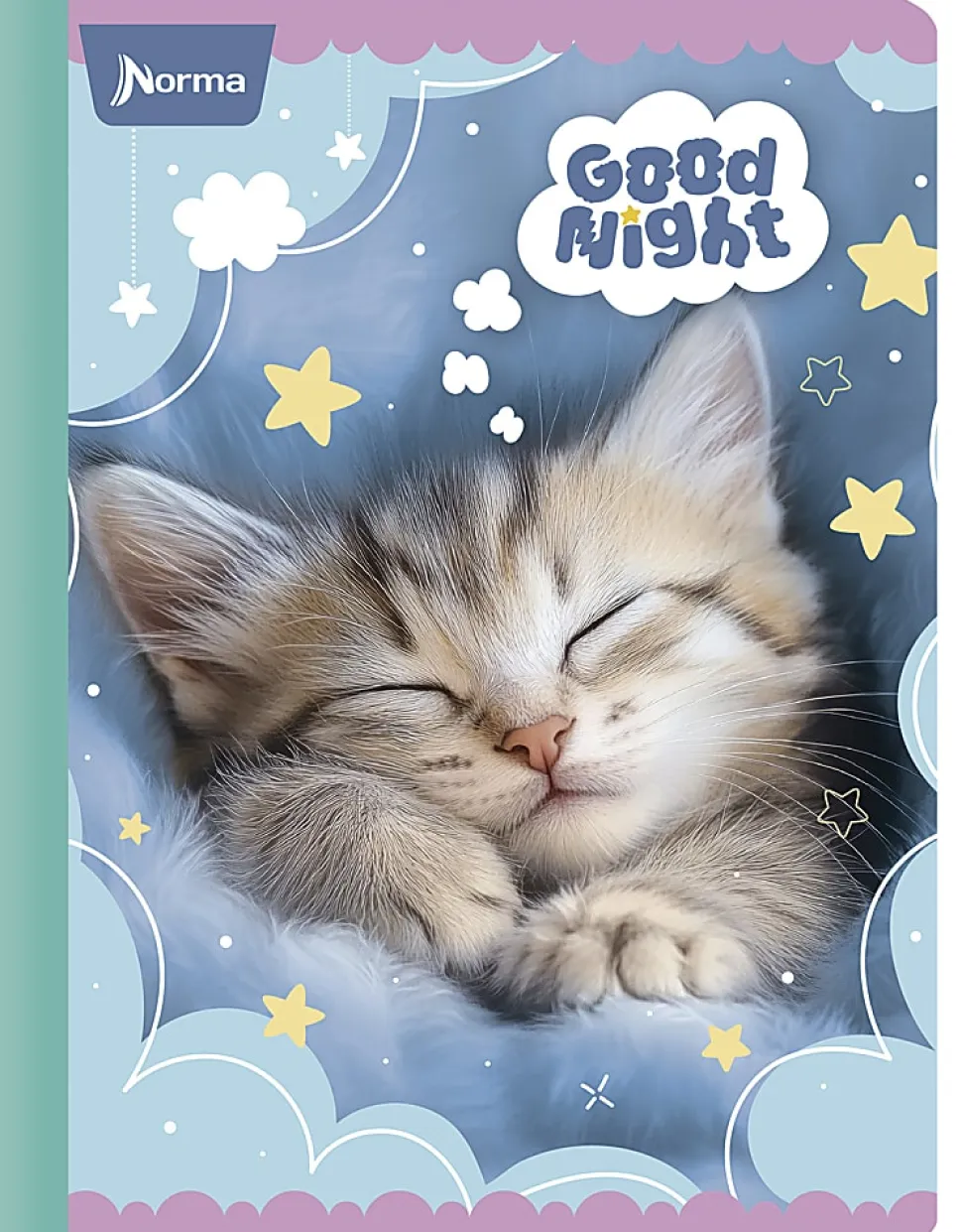 Norma Notebook, College Rule, 7-1/2" x 9-3/4”, 100 Sheets, Cats, Total Qty 1