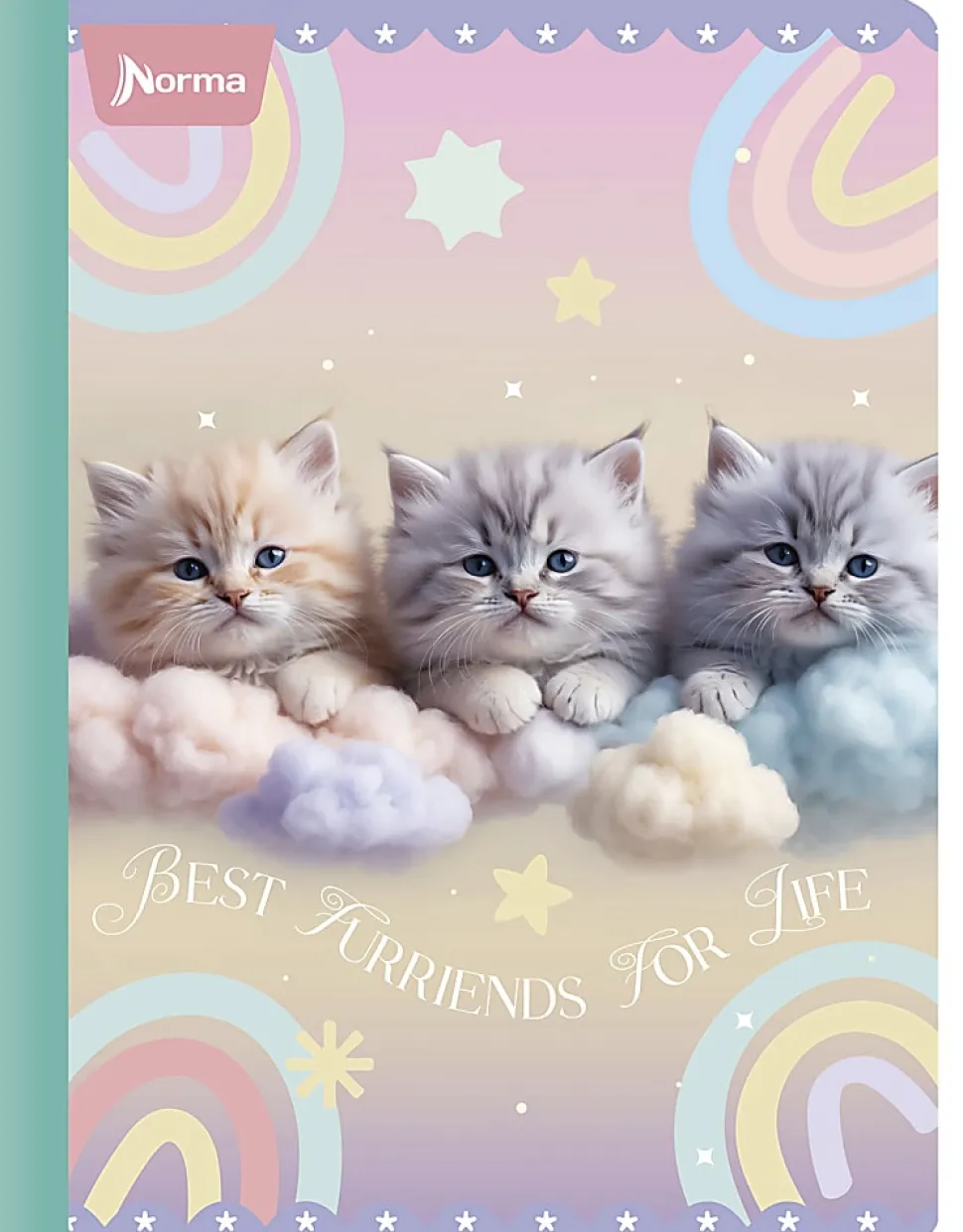 Norma Notebook, College Rule, 7-1/2" x 9-3/4”, 100 Sheets, Cats, Total Qty 1