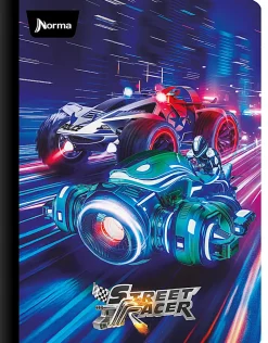 Norma Notebook, College Rule, 7-1/2" x 9-3/4", 100 Sheets, Street Racer, Total Qty 1