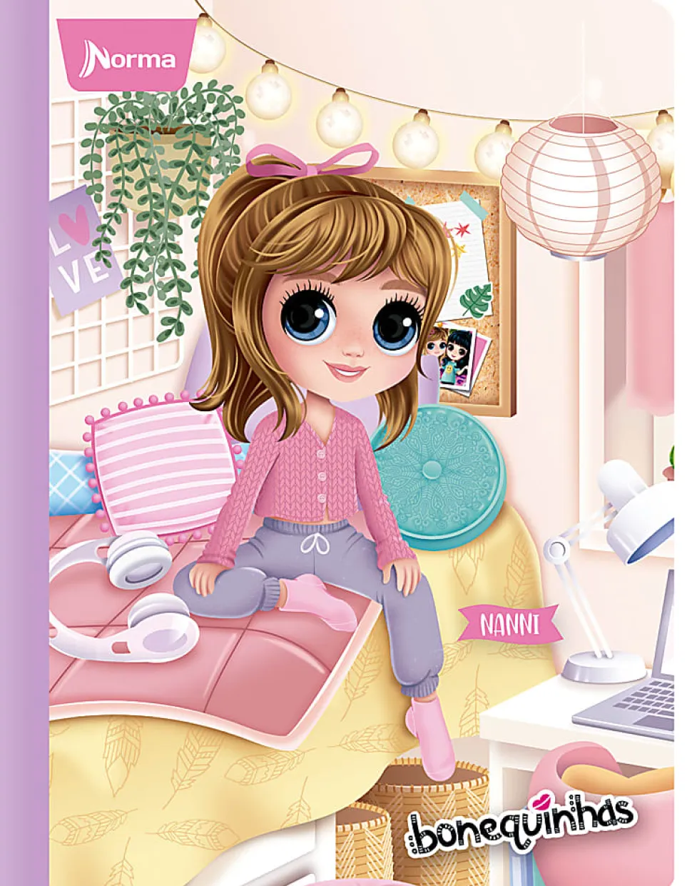 Norma Notebook, College Rule, 7-1/2" x 9-3/4”, 100 Sheets, Bonequinhas Dolls, Total Qty 1