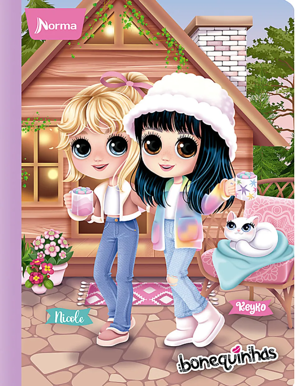 Norma Notebook, College Rule, 7-1/2" x 9-3/4”, 100 Sheets, Bonequinhas Dolls, Total Qty 1