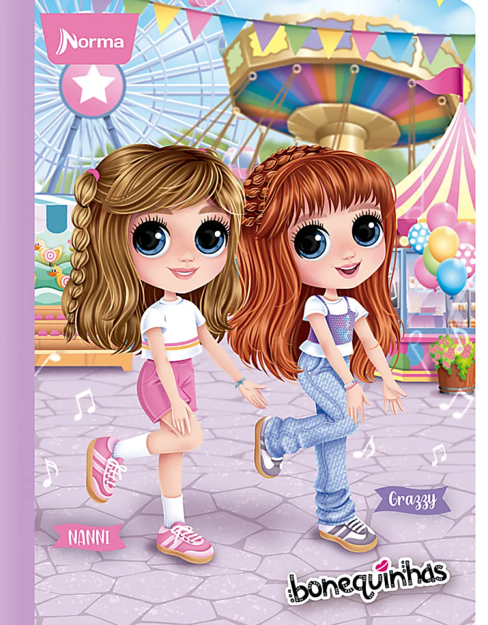 Norma Notebook, College Rule, 7-1/2" x 9-3/4”, 100 Sheets, Bonequinhas Dolls, Total Qty 1
