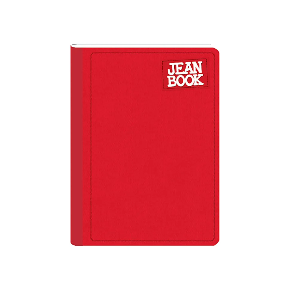 Norma Notebook, Jean, 100 Sheets, College-Ruled, 7-1/2" x 9-3/4", Red, Total Qty 1
