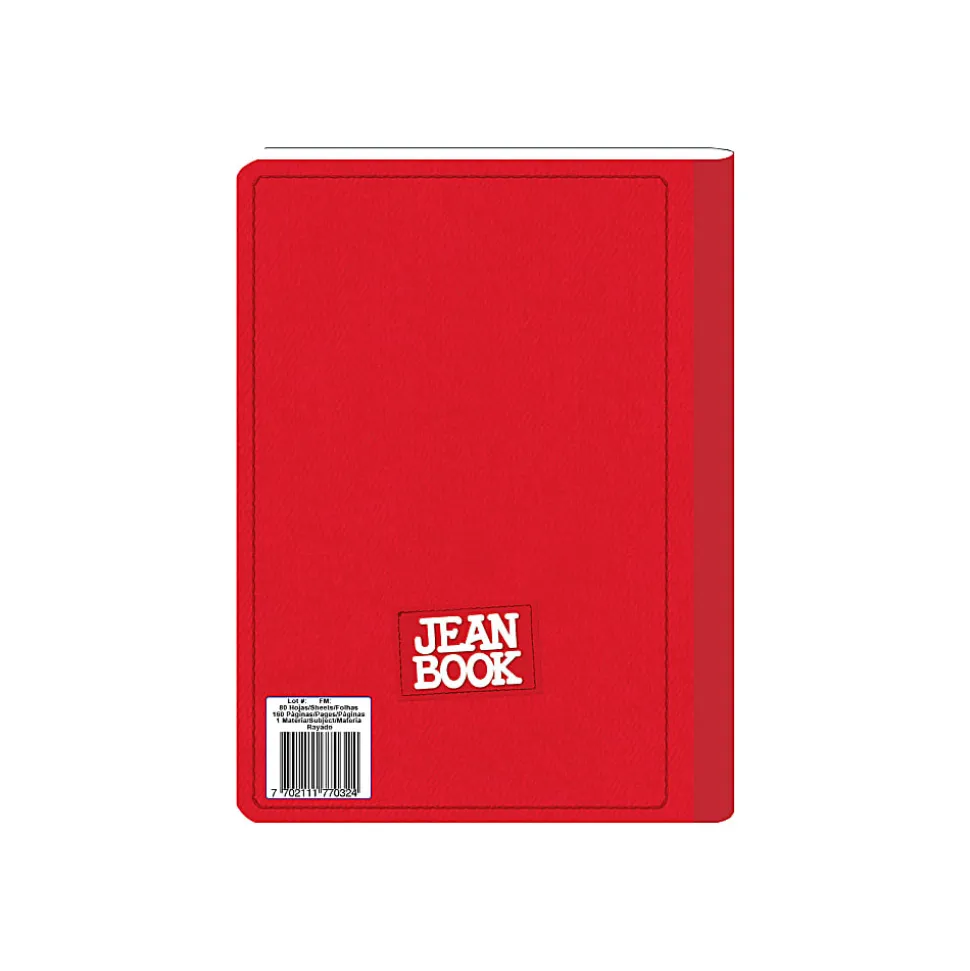 Norma Notebook, Jean, 100 Sheets, College-Ruled, 7-1/2" x 9-3/4", Red, Total Qty 1