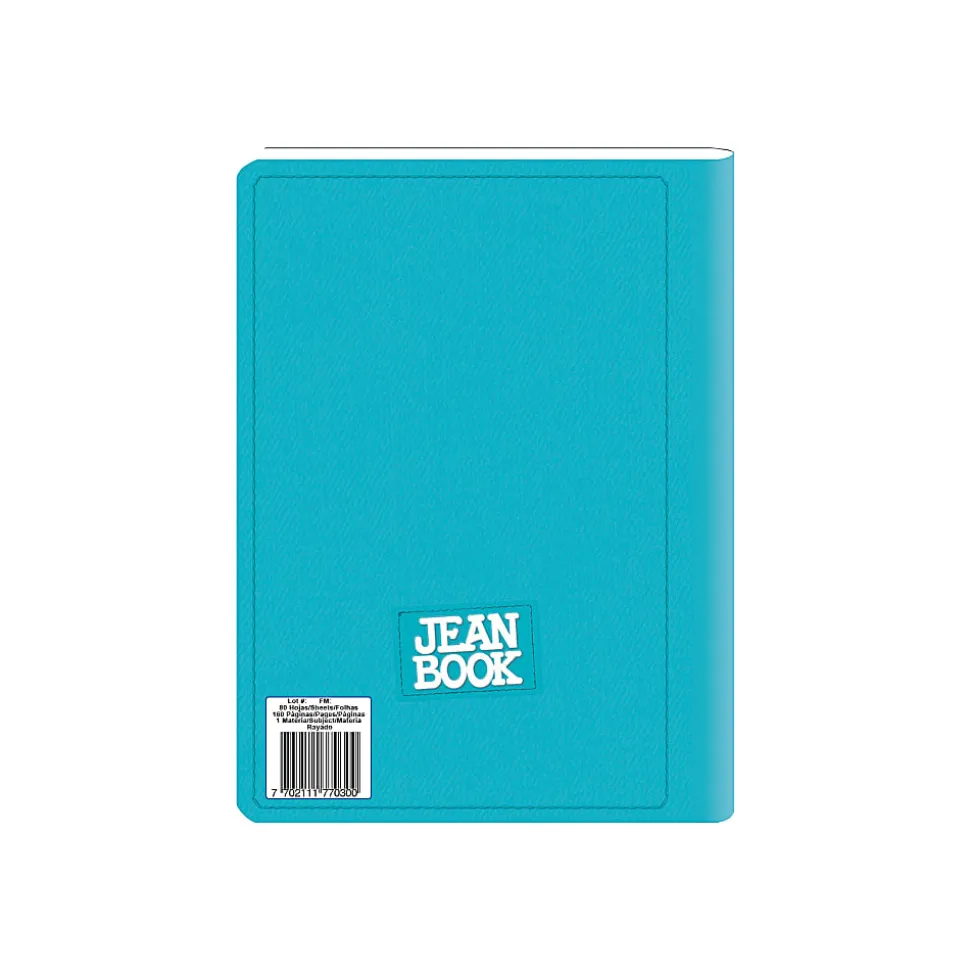 Norma Notebook, Jean, 100 Sheets, College-Ruled, 7-1/2" x 9-3/4", Blue, Total Qty 1