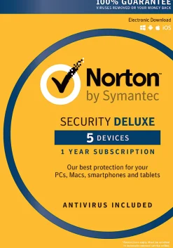 Norton™ Security Deluxe, For 5 PC/Mac®/Android/iOS Devices, Product Key