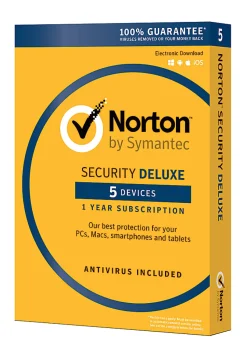 Norton™ Security Deluxe, For 5 PC/Mac®/Android/iOS Devices, Product Key