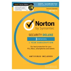 Norton™ Security Deluxe Plus Norton Utilities, 1-Year Subscription, For 3 PC/Mac® Devices, Product Key