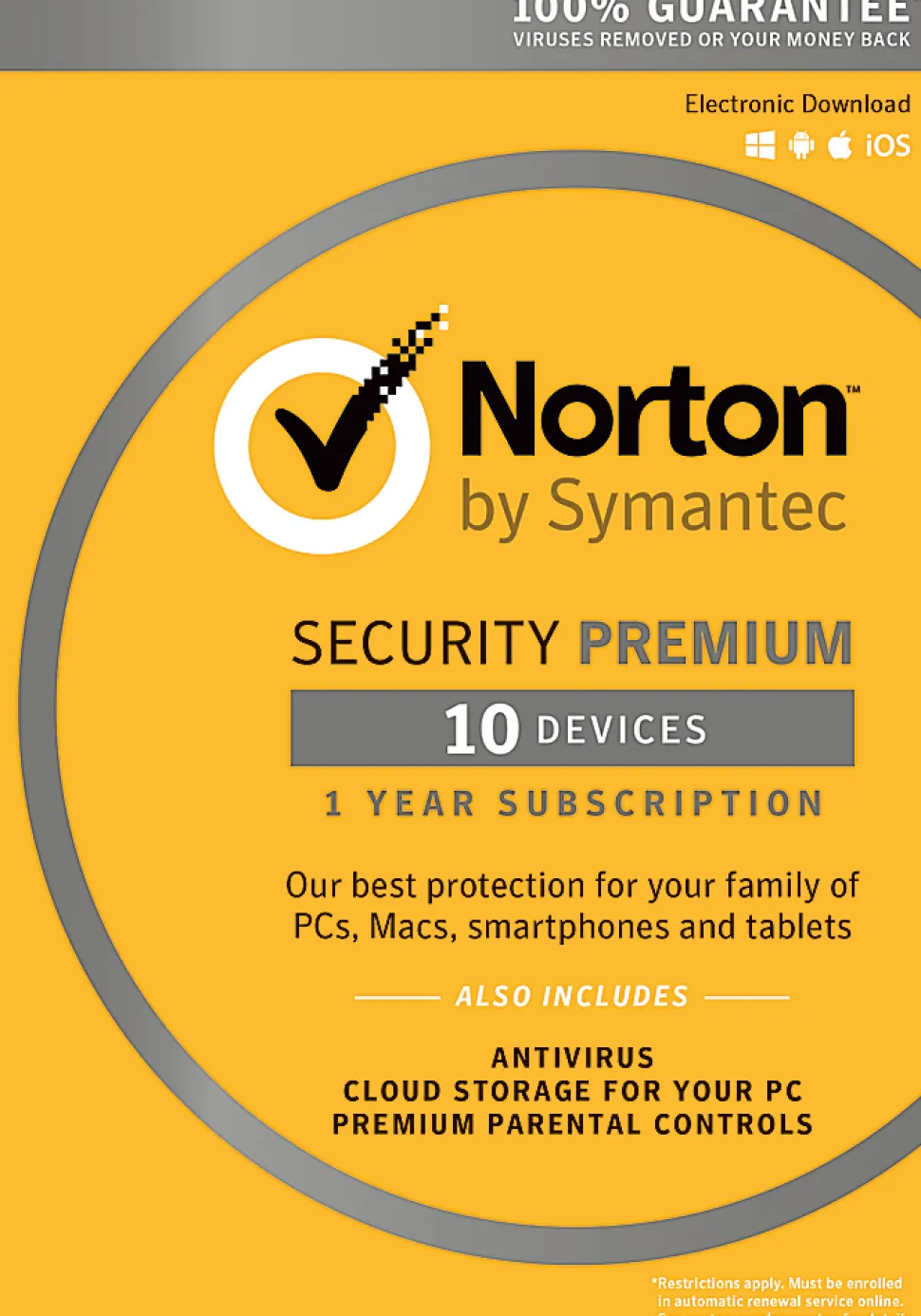 Norton™ Security Premium, For 10 Devices, 1-Year Subscription, Point of Sale Activation