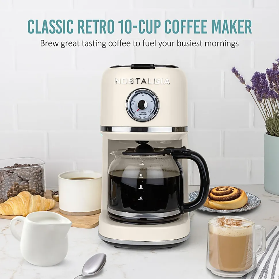Nostalgia Classic Retro 10-Cup Coffee Maker, Cream, Total Qty 1