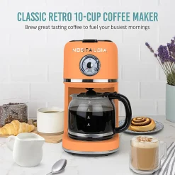 Nostalgia Classic Retro 10-Cup Coffee Maker, Orange, Total Qty 1