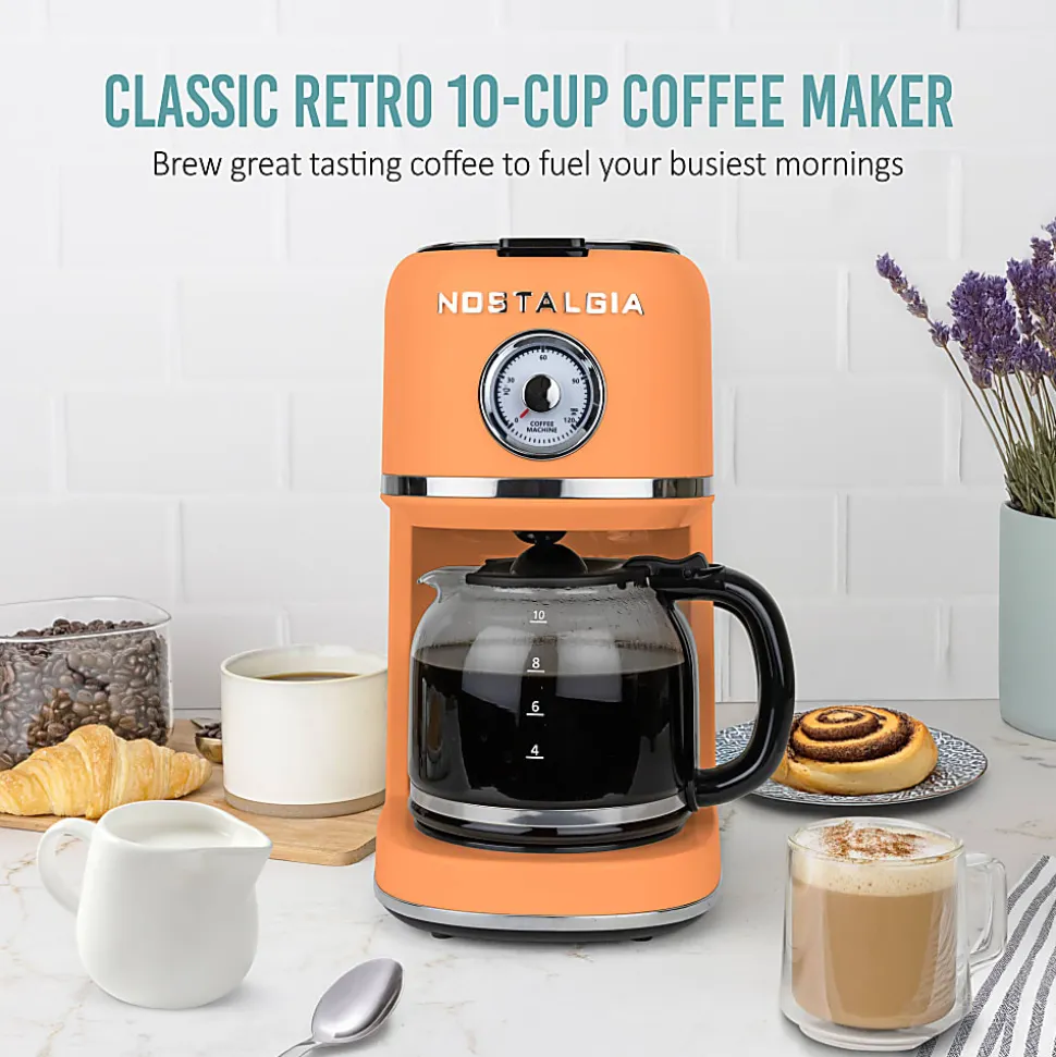 Nostalgia Classic Retro 10-Cup Coffee Maker, Orange, Total Qty 1