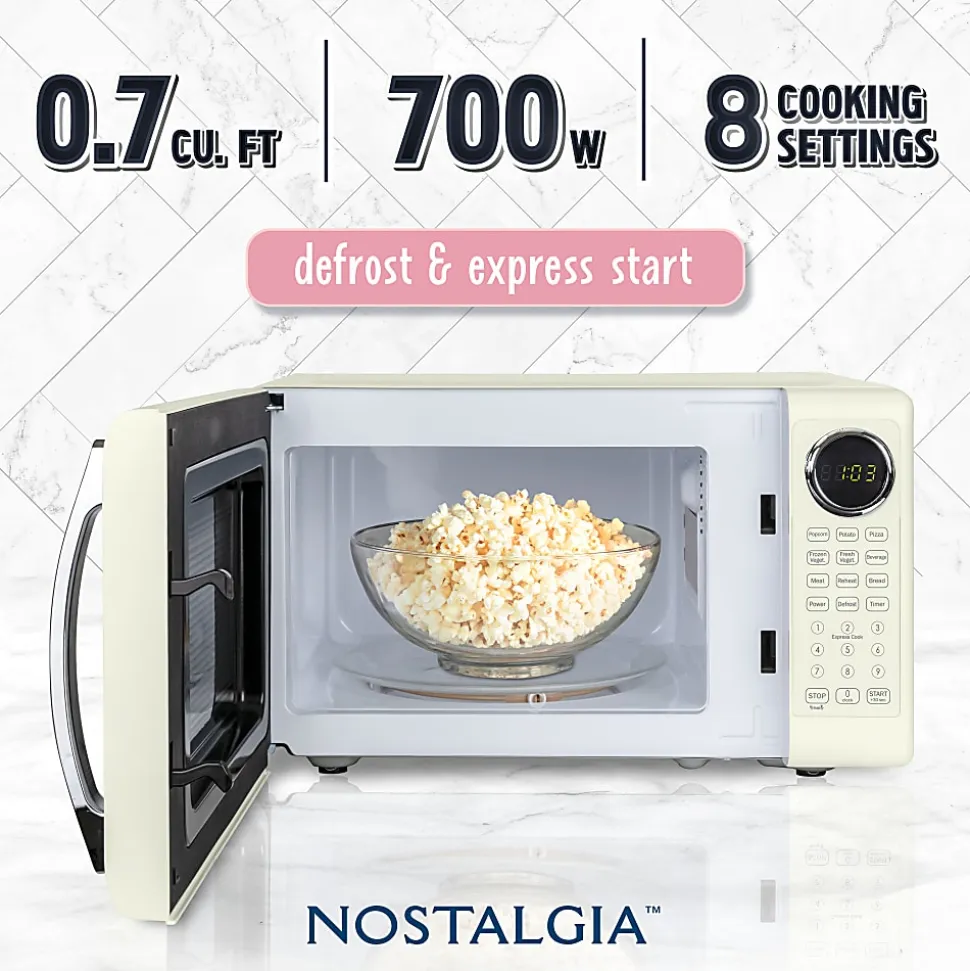Nostalgia Retro 0.7 Cu. Ft. Countertop Microwave, Ivory, Total Qty 1
