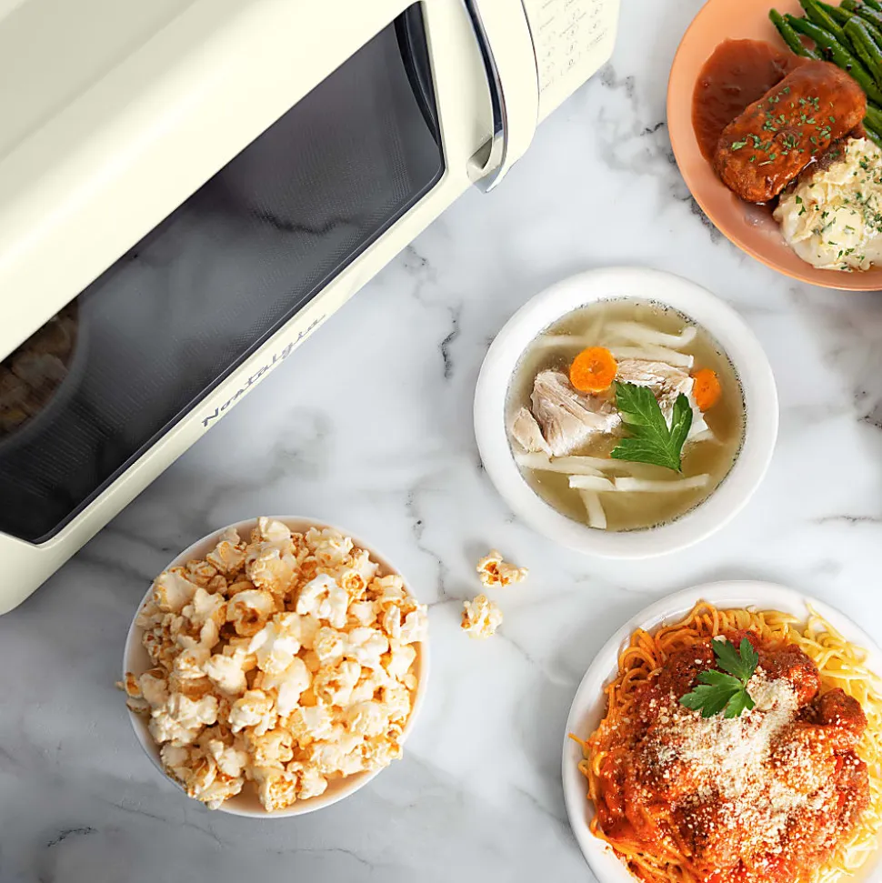Nostalgia Retro 0.7 Cu. Ft. Countertop Microwave, Ivory, Total Qty 1