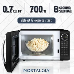Nostalgia Retro 0.7 Cu. Ft. Countertop Microwave, Black, Total Qty 1