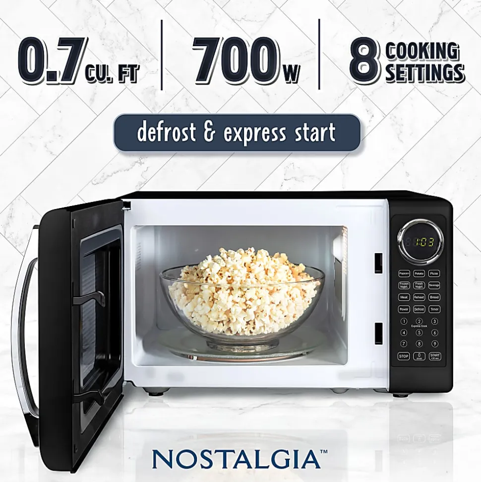 Nostalgia Retro 0.7 Cu. Ft. Countertop Microwave, Black, Total Qty 1