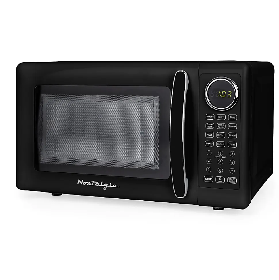 Nostalgia Retro 0.7 Cu. Ft. Countertop Microwave, Black, Total Qty 1