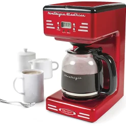 Nostalgia Retro 12-Cup Programmable Coffee Maker, Red