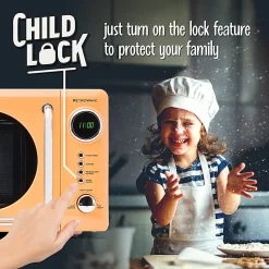 Nostalgia Retro 700W Countertop Microwave Oven, 0.7 Cu. Ft., Orange
