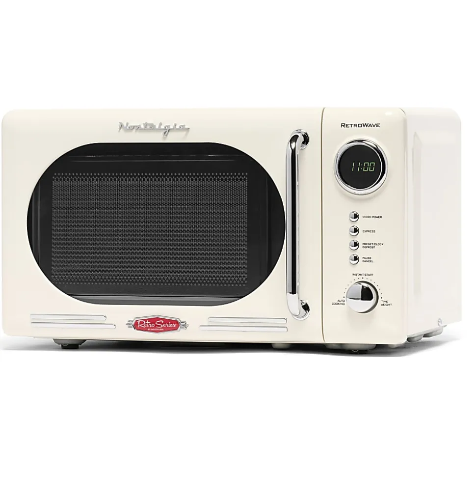 Nostalgia Retro 700W Countertop Microwave Oven, 0.7 Cu. Ft., Ivory